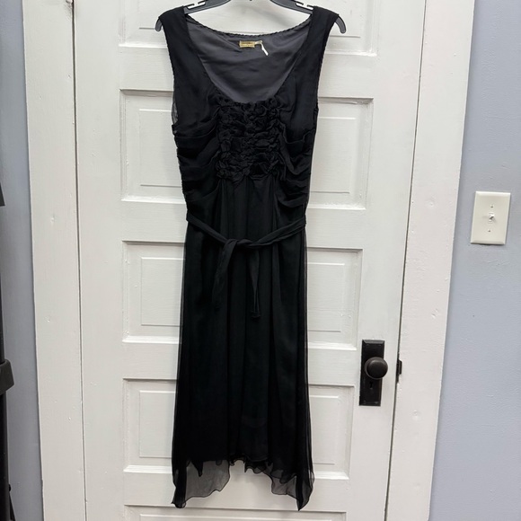 Dresses & Skirts - Silk Midi Dress Ruched 100% Silk Belted Max Studio Womens S Black